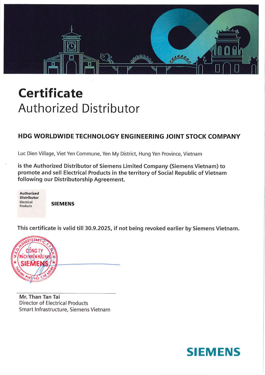 Chứng nhận nhà phân phối Siemens